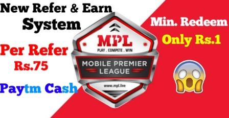 MPL Pro App Refer and Earn Upto Rs 50,000 Paytm Cash( Per Refer Rs 75 )