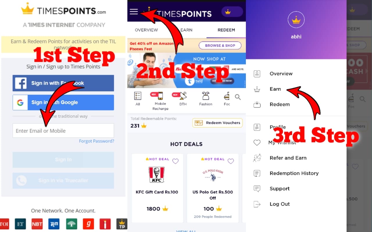 How to earn money in TimesPoints Website