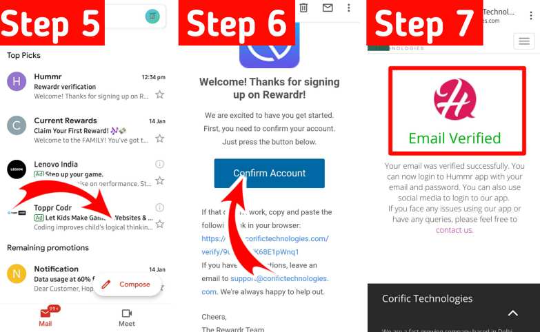 Rewardr app signup process