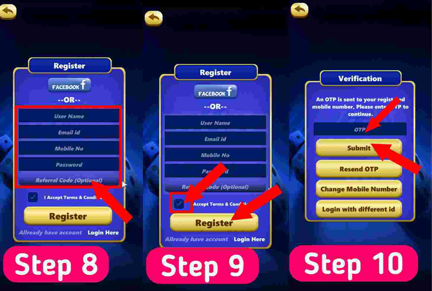 Ludo power Signup process