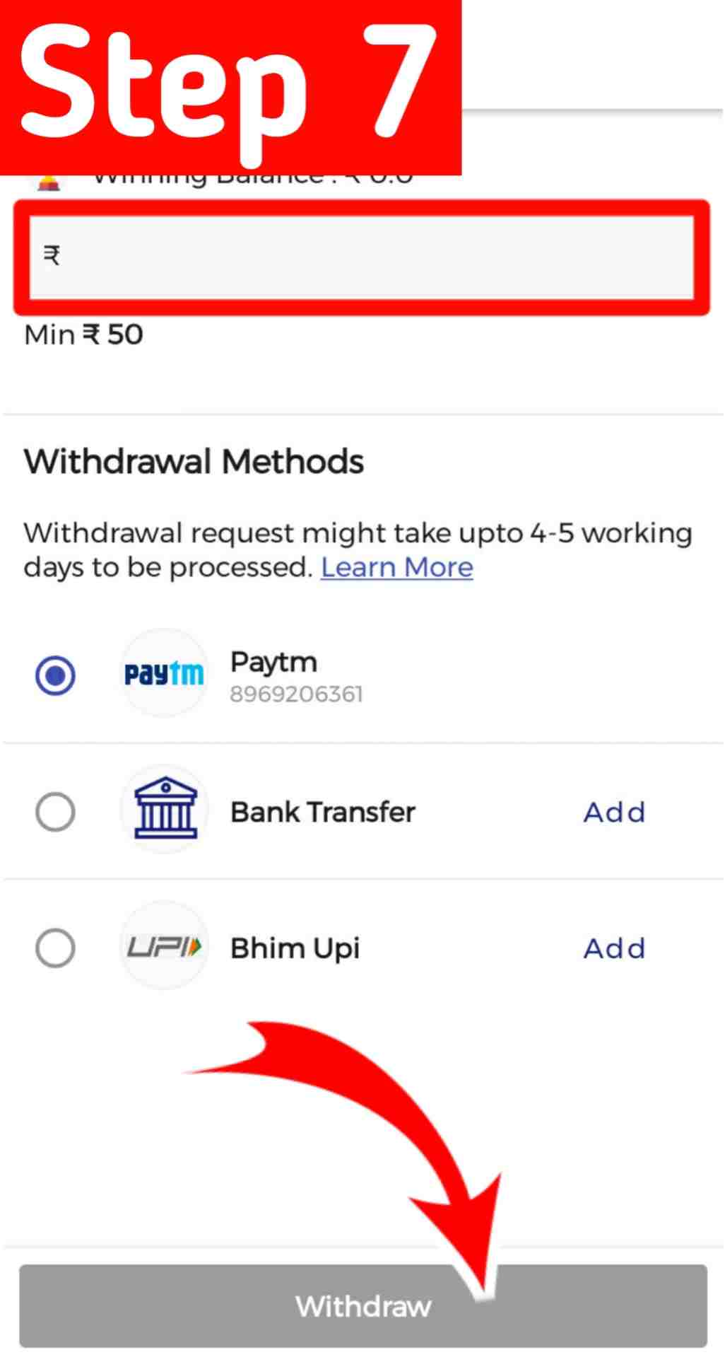 Fanspole Withdraw Process 